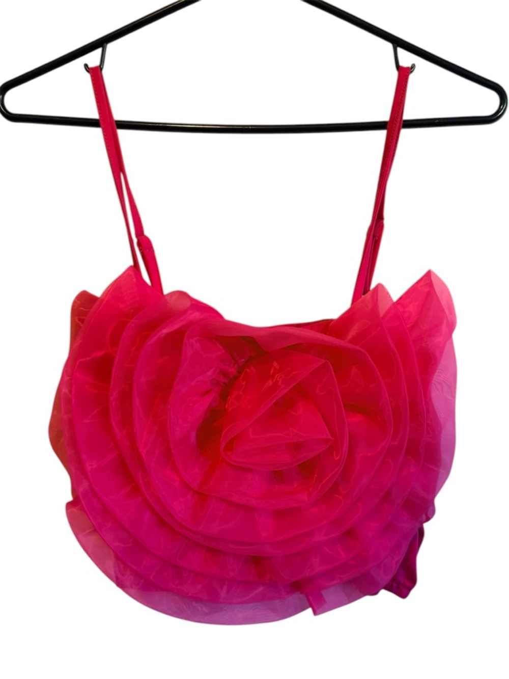 Striking Hot Pink Floral Ruffle Tank Top